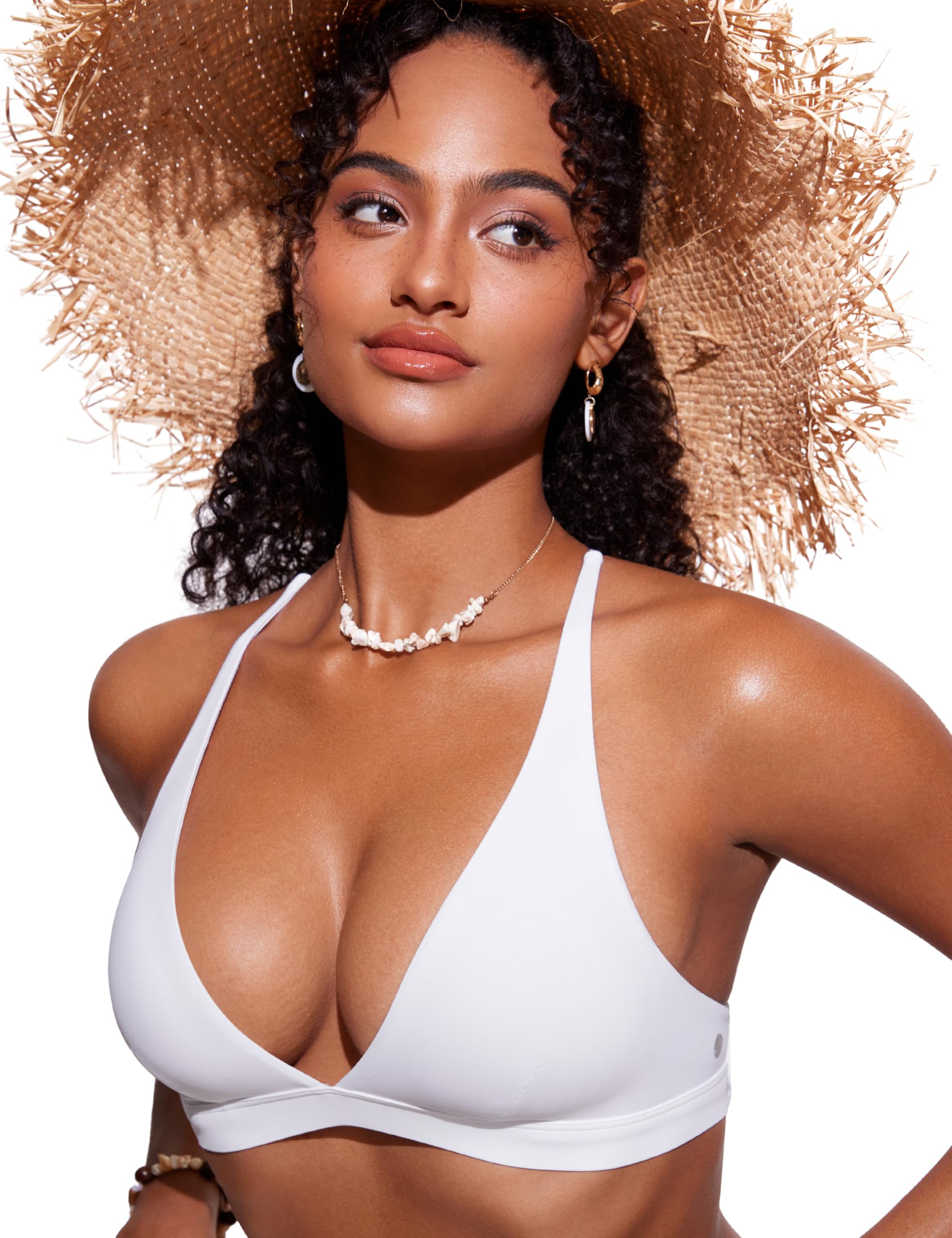 CRZ YOGA Hauts de Bikini Femmes col V Dos croisé Haut de Maillot de Bain rembourré