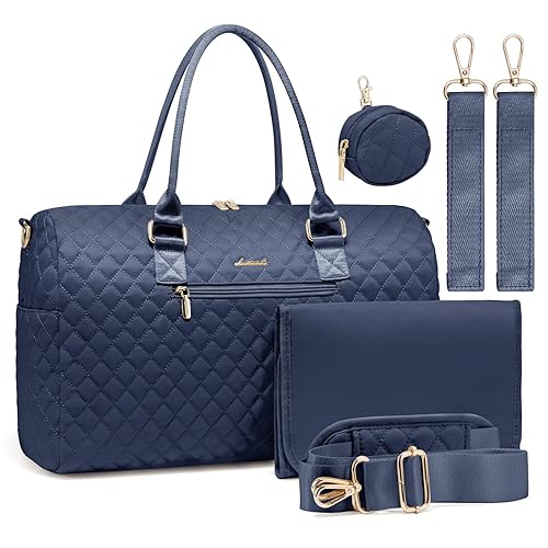 LOVEVOOK Bolsa de pañales con funda para chupete y cambiador, bolsa de mamá de gran capacidad para hospital y viajes de fin de semana, bolsa