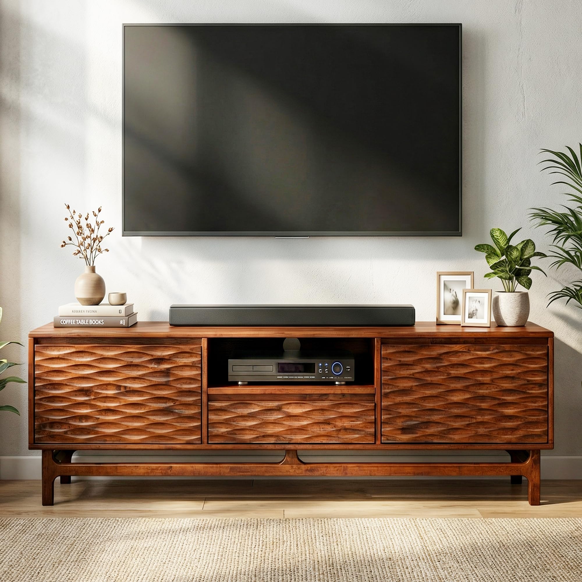 Amazon.com: Acacia Elara Wood TV Stand for TVs up to 75+ Inch