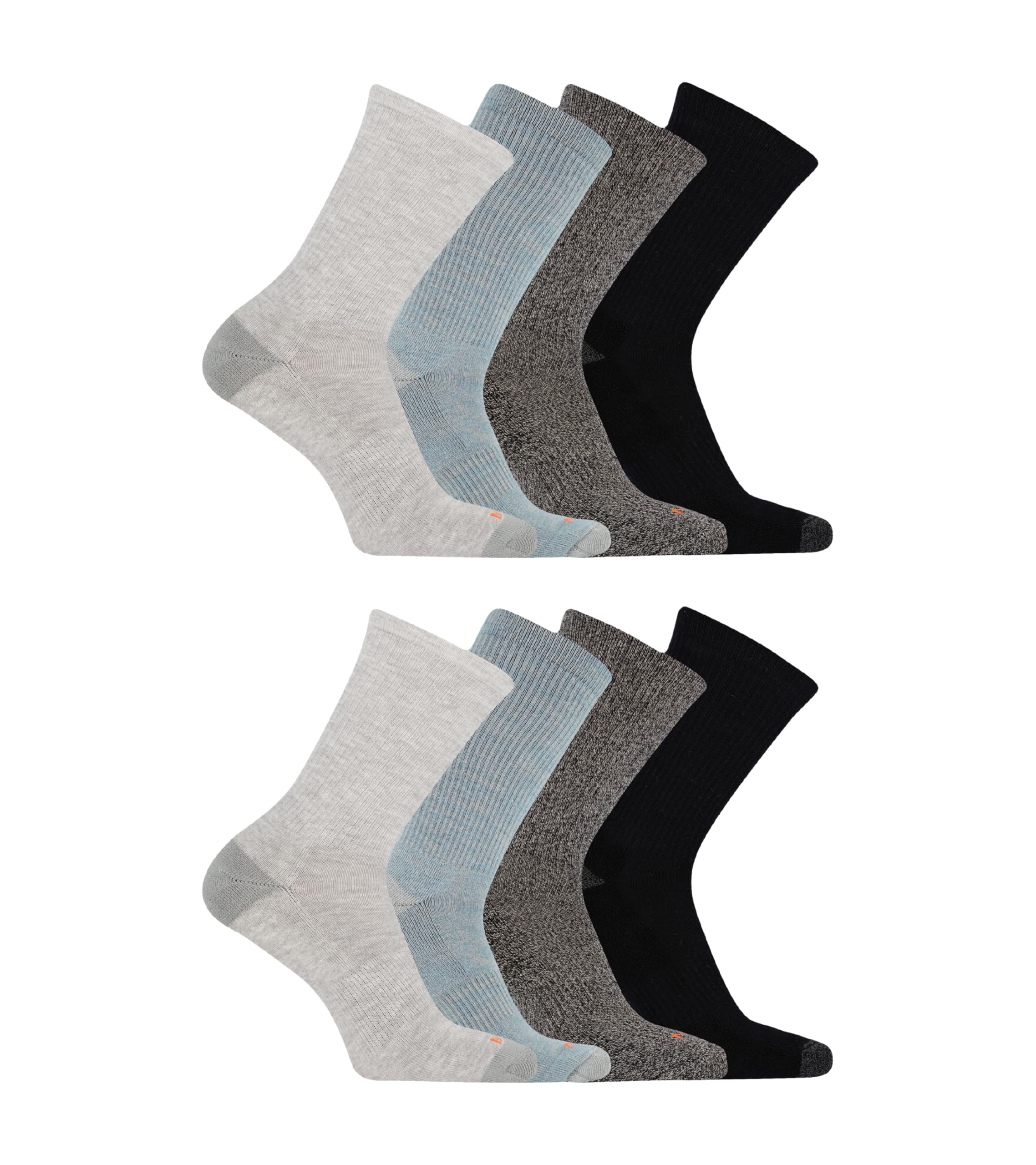 Merrell Unisex Grey - Womens And Mens Crew Socks, Midweight Thick Socks, Warm Socks With Half-Cushioned Support, Moisture-Wicking And Odor-Resistant, Multipack (Grey) (M/L) (8 Pack)