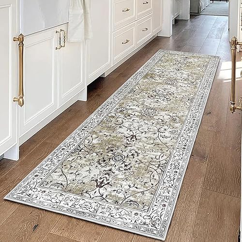 Miniatura 8 de KILOCOCO Moroccan Runner Rug 2x6 Washable Hallway Runner Rug, Vintage Floral Rug Kitchen Runner Rug 6 Feet Non-Slip Runners Distressed Boho Rug