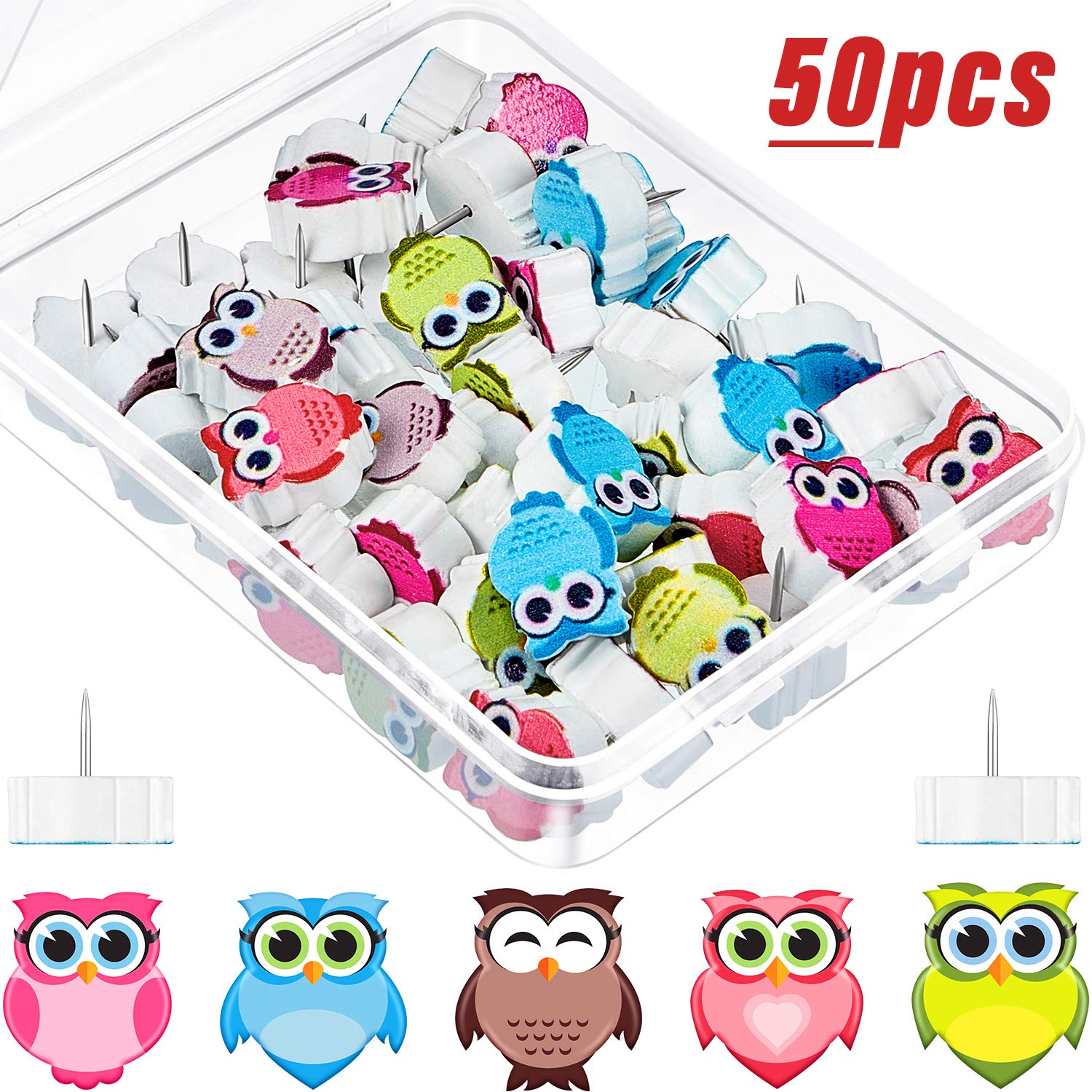 Buy 50 Pieces Owl Push Pins Decorative Owl Thumbtacks Cork Board Tacks Bulletin Board Tacks for