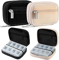 Vista 7 de Paquete de 2 organizadores semanales de píldoras de viaje para bolso con caja extraíble de 7 días, contenedor de píldoras de moda para medicamentos