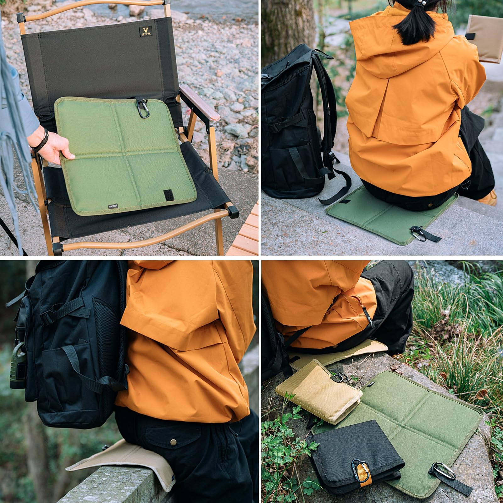 Sitzkissen Outdoor Faltbar 2 Stück – Wasserdichtes Thermo Sitzunterlage aus Oxford-Stoff – Isolierte Sitzmatte für Camping, Wandern, Picknick, Stadion, Reisen – 36 x 32 cm (SET-B)