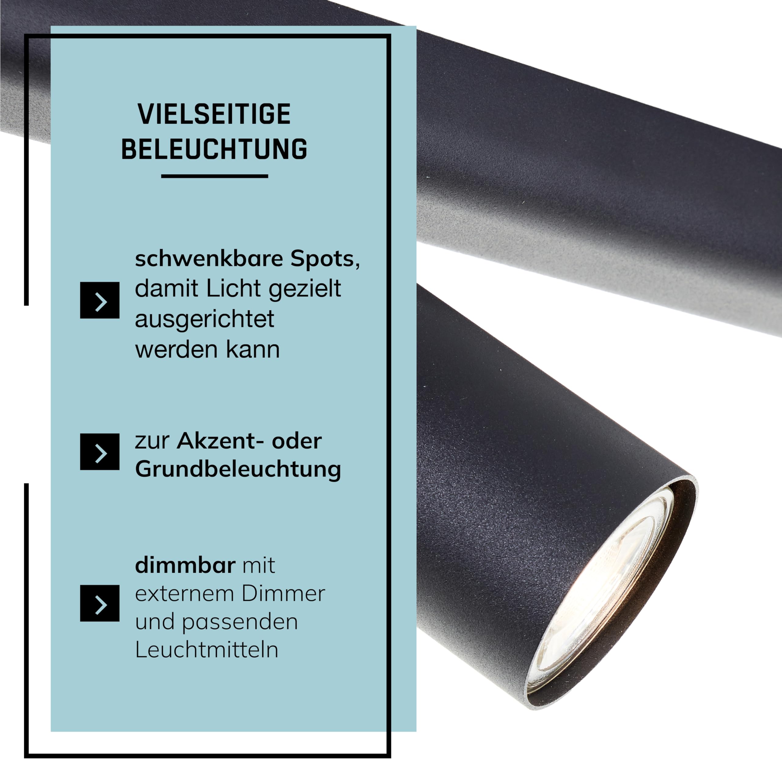 Lightbox Deckenlampe LED 6 flammig schwenkbare Spots GU10 Metall Schwarz