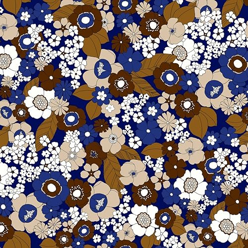 Texco Inc Lana Dobby Floral Gráfico Patrón Retro Tela 100 Poli No Stretch Impresiones DIY Melocotón Oscuro Rosa Profundo 1 yarda