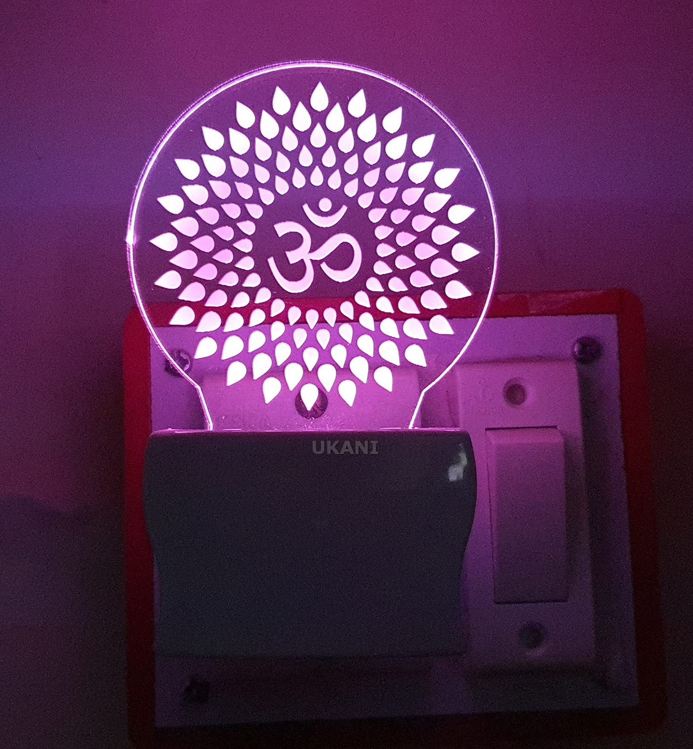 UKANI 3D Beautiful OM Night Lamp Comes with 7 Multicolor and 3D Illusion Design Suitable in Living Room, Lobby for Positive Energy (Size 3 Inch)-image-12