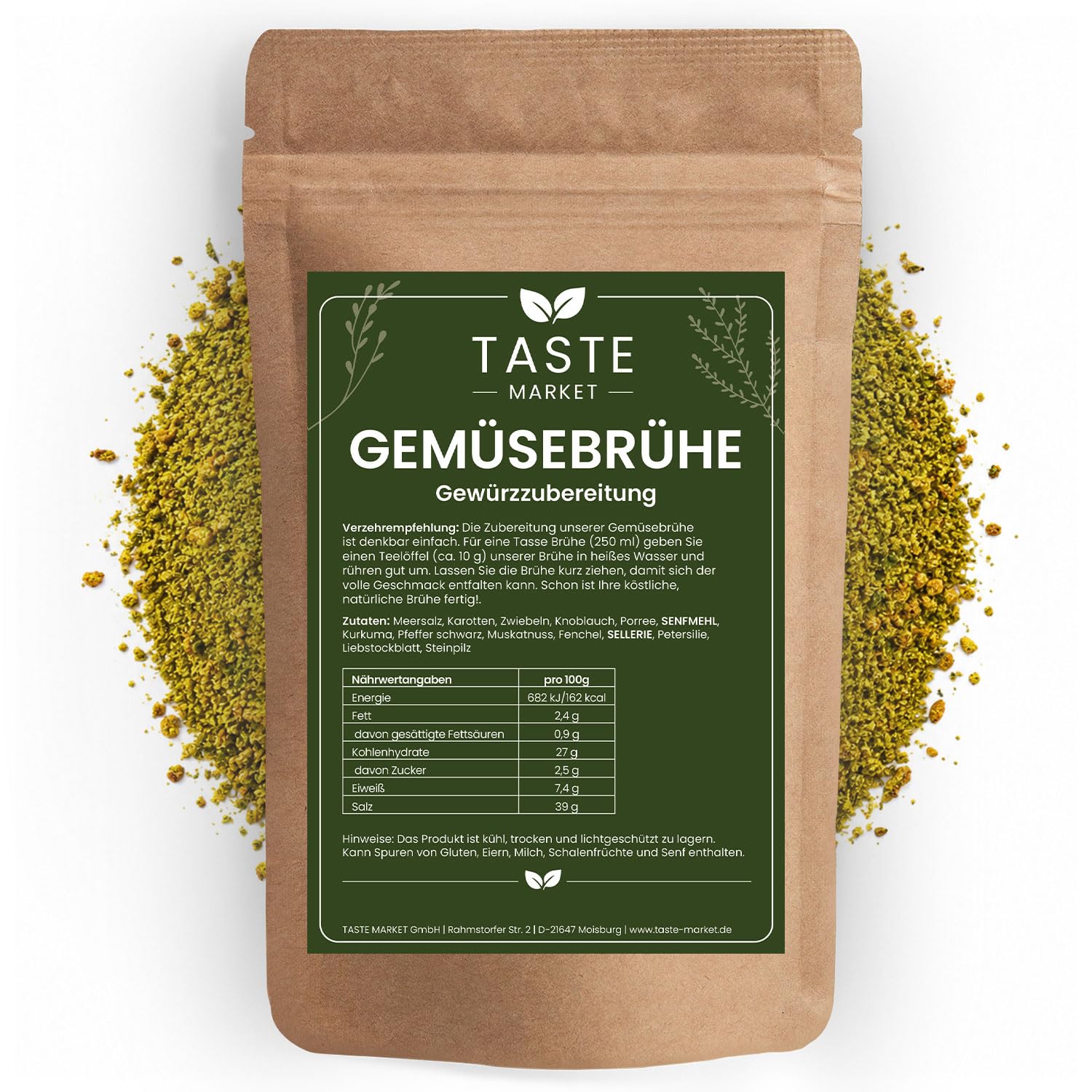 Gemüsebrühe 25 kg Gemüsebrühe | Vegan | Ohne künstliche Zusätze | Ohne Hefe | Ohne Palmfett | Ohne Glutamat | Brühe