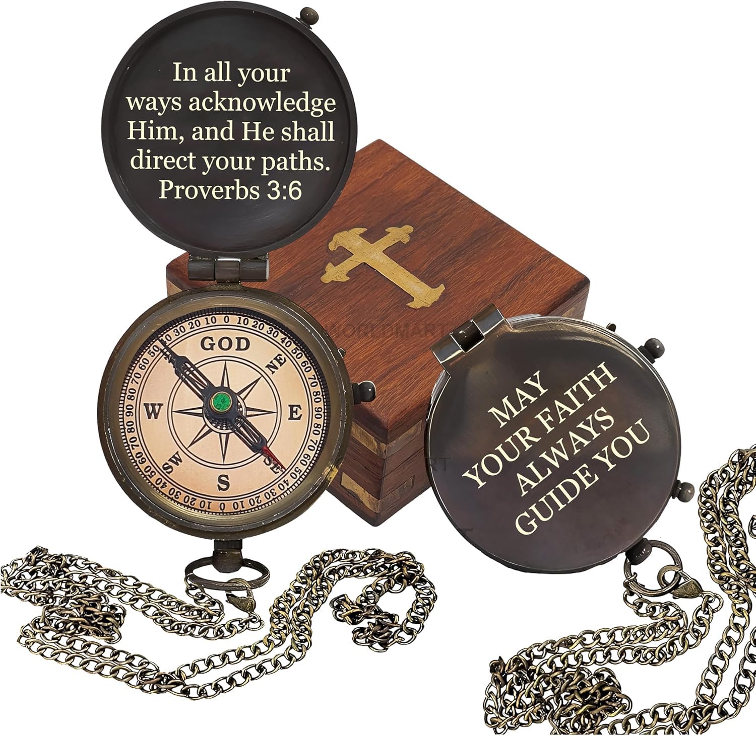 Baptism Gifts for Boys - Engraved Working Handmade Compass with Scripture - Religious, Christian, Catholic, Christening, First Communion, Confirmation Gifts for Teenage Boys and Men