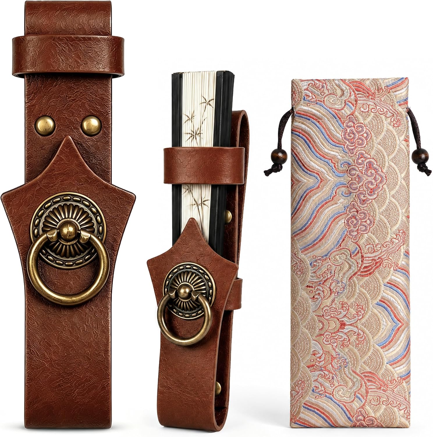 Upgraded Leather Fan Holster Belt Holster for 8.5 Inch Clip Handheld Fans Holder,Fashion Accessory for Steampunk, Goth, Lolita & Neo-Victorian Costume,Perfect for Renaissance Fairs, Dance & Festivals