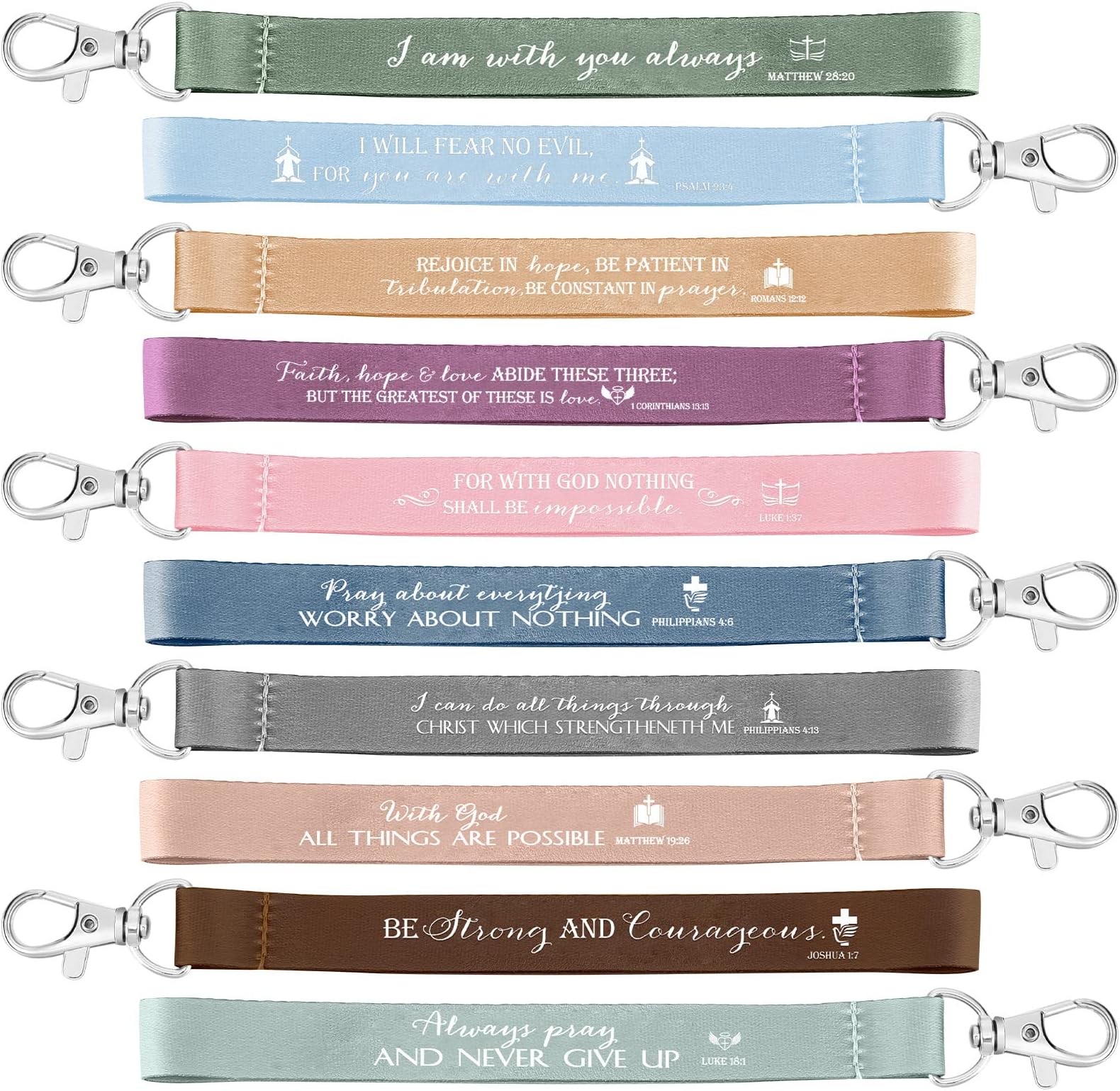 Inbagi 50 Pieces Christian Bible Verse Religious Biblical Keychain Bulk Fathers Day Gift for Men Church Favors