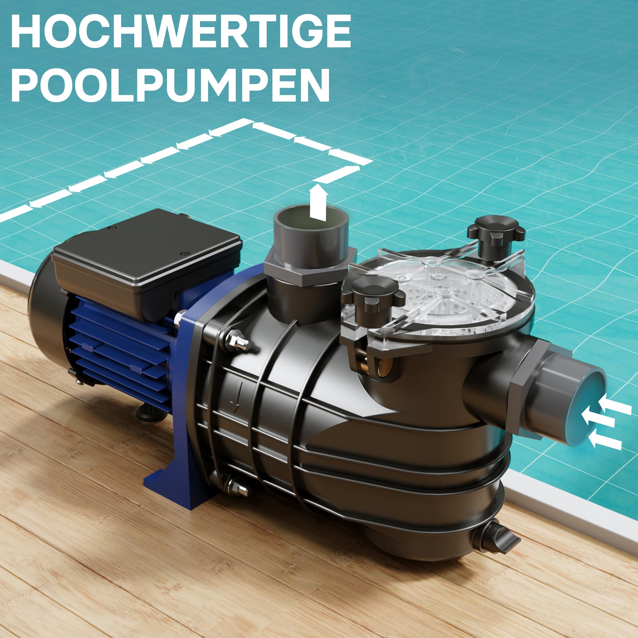 Pool Pumpe 17700 l/h 1100 W Schwimmbadpumpe Filterpumpe Umwälzpumpe Pool