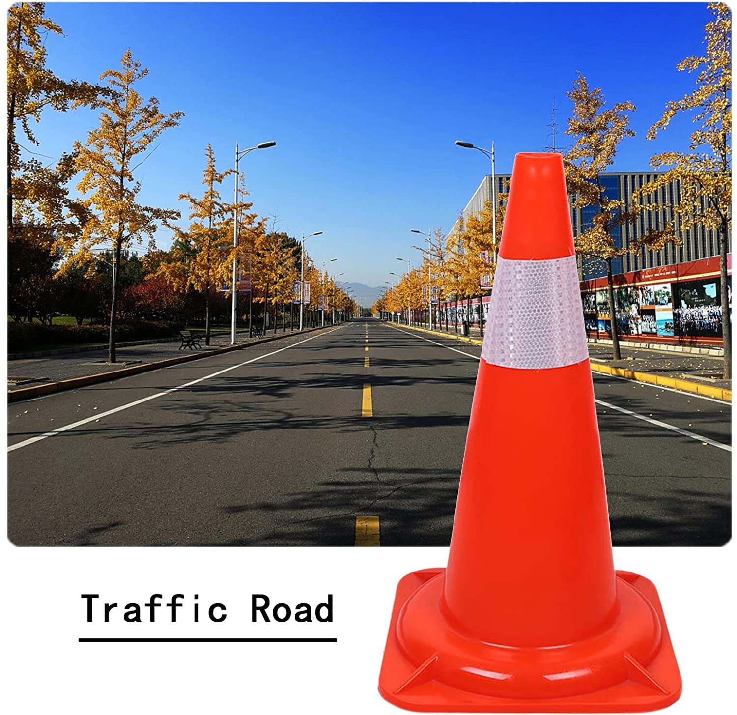 Cônes de sécurité routière haut de gamme | Cônes en PVC robustes et durables avec bandes réfléchissantes | Cônes de signalisation lestés pour le contrôle, la route, le stationnement et l'allée (