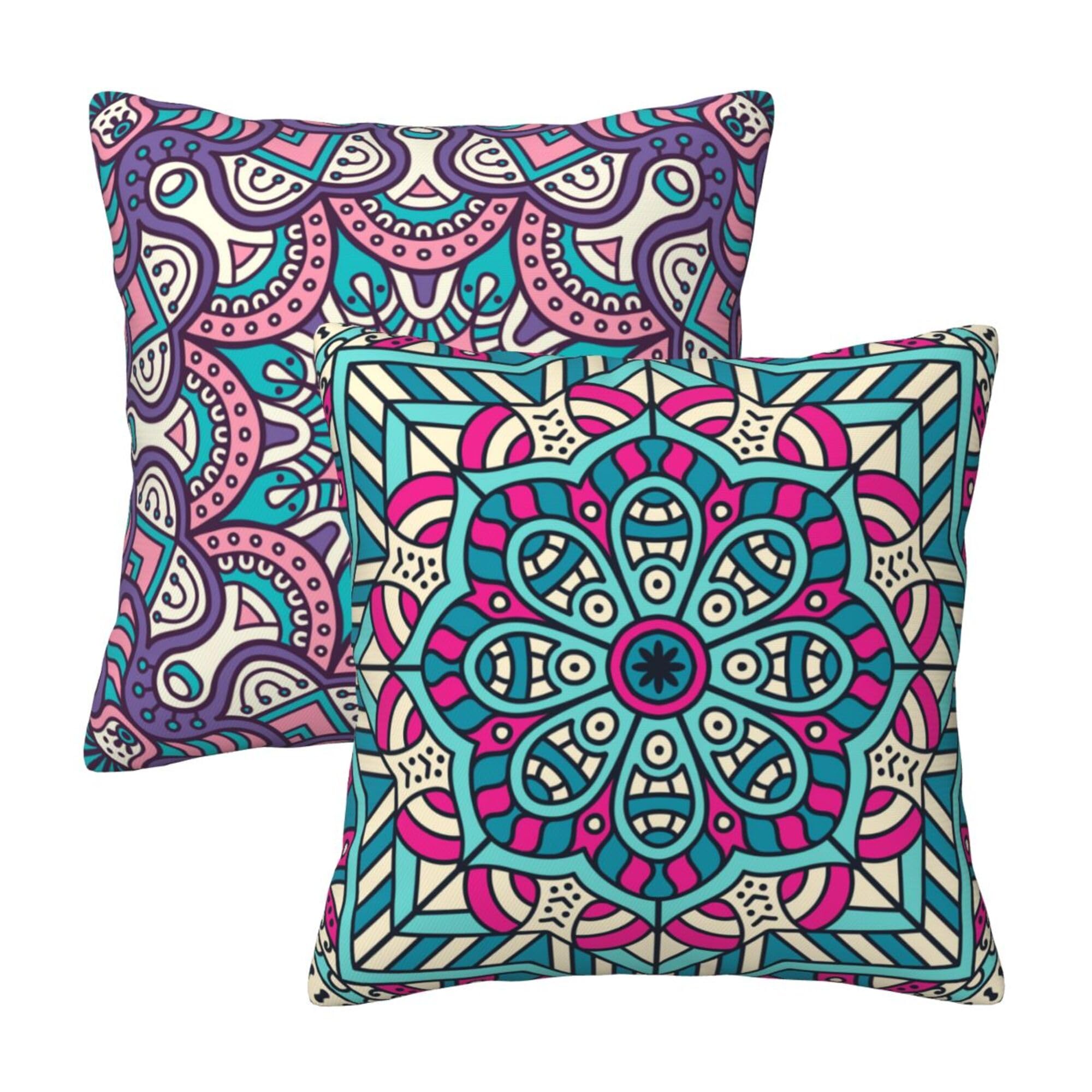 Boho Pillow Covers 18x18 inch Throw Pillowcases Set of 2 Decorative Square Cushion Covers for Sofa Bed Chair Living Room Bed Room(Bohemian Patterns)
