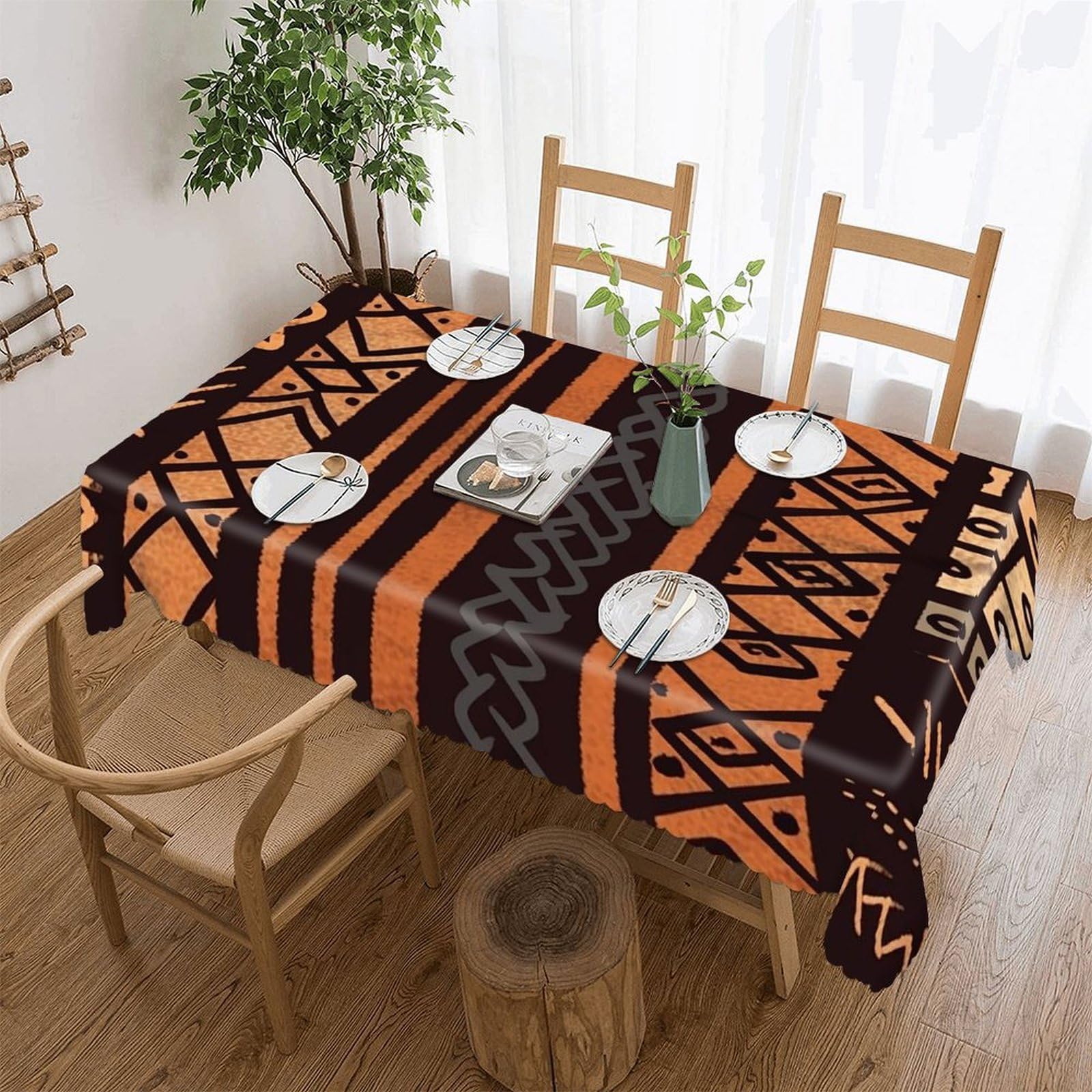 Nappe tissu de boue africain 137x183cm anti-taches pour table de restaurant et repas
