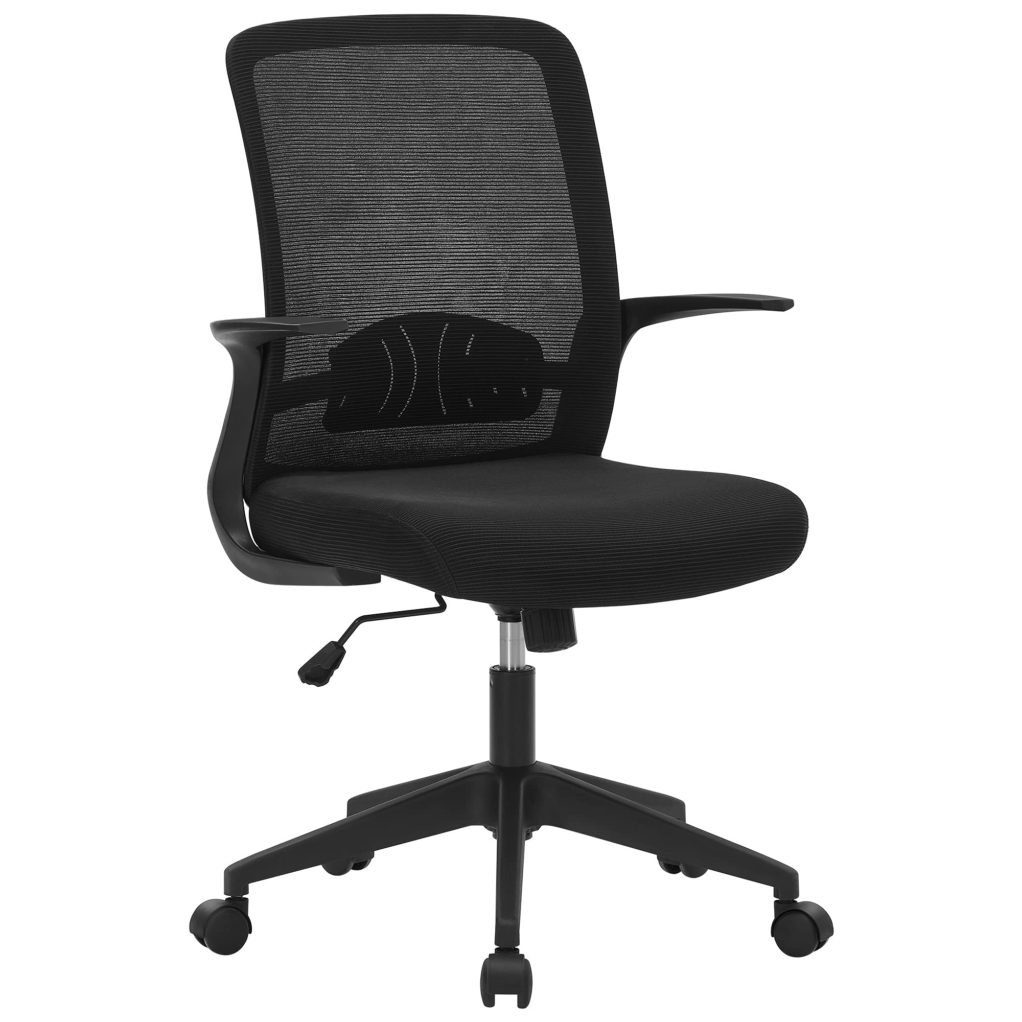 SONGMICS Office Chair, Mesh Desk Chair, Computer Chair with Armrest and Lumbar Support, Tilt Function, for Executive Manager Work Study, Black OBN032B11