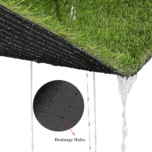 Miniatura 4 de SHACOS Alfombra de césped artificial de 3 x 5 pies, 1.2 pulgadas, alfombra de césped al aire libre con agujeros de drenaje, alfombra de césped