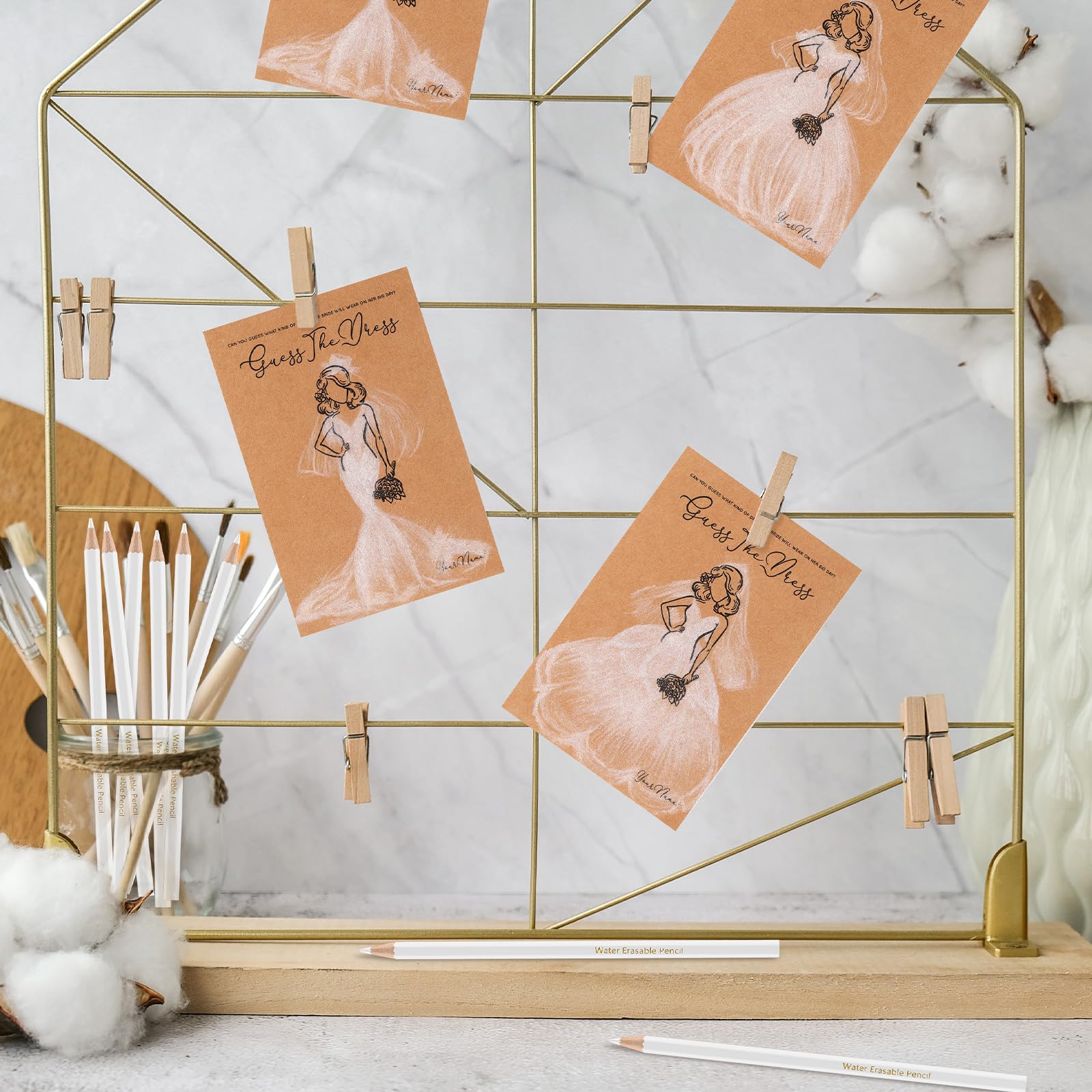 Amazon.com: Fulmoon 50 Packs Guess The Dress Bridal Shower Games for Guests  Include Wedding Shower Games Cards and Water Soluble Pencils Fun Wedding  Decorations Party Supplies Games Ideas(Brown) : Home & Kitchen