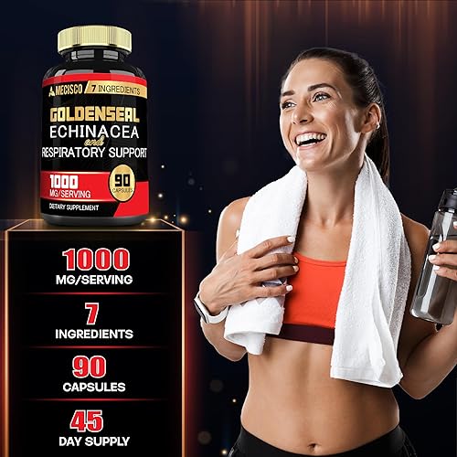 Miniatura 5 de Mecisco Goldenseal - Cápsula orgánica de raíz con equinácea, hoja de gordolobo, plátano y más, 90 cápsulas vegetarianas, 7 en 1, apoya el sistema