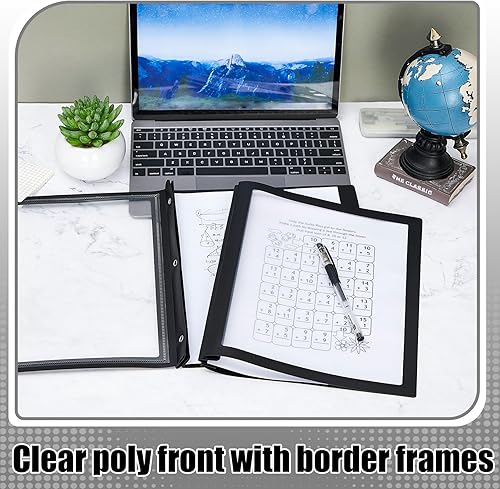 Miniatura 4 de Teling 24 portadas de informes con sujetadores de 3 puntas, carpetas de presentación frontal transparentes, vista de marco, carpeta de informes de