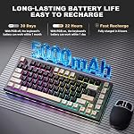 YUNZII YZ75 75% Hot Swappable sans fil jeu clavier mécanique, RGB Feux de marche arrière, BT5.0/2.4G/USB-C, Dye Sub PBT Captures-clés pour Linux/Win/Mac (Noir, Gateron G Pro Jaune)