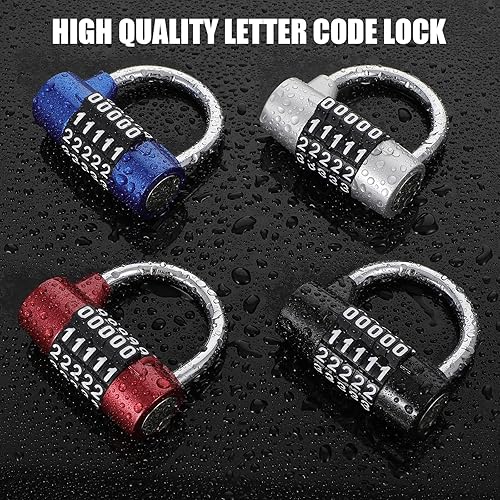 Miniatura 7 de Cerradura de combinación de 5 letras de 5 piezas, casillero de gimnasio de 5 dígitos, cerradura de metal reiniciable sin llave para caja de