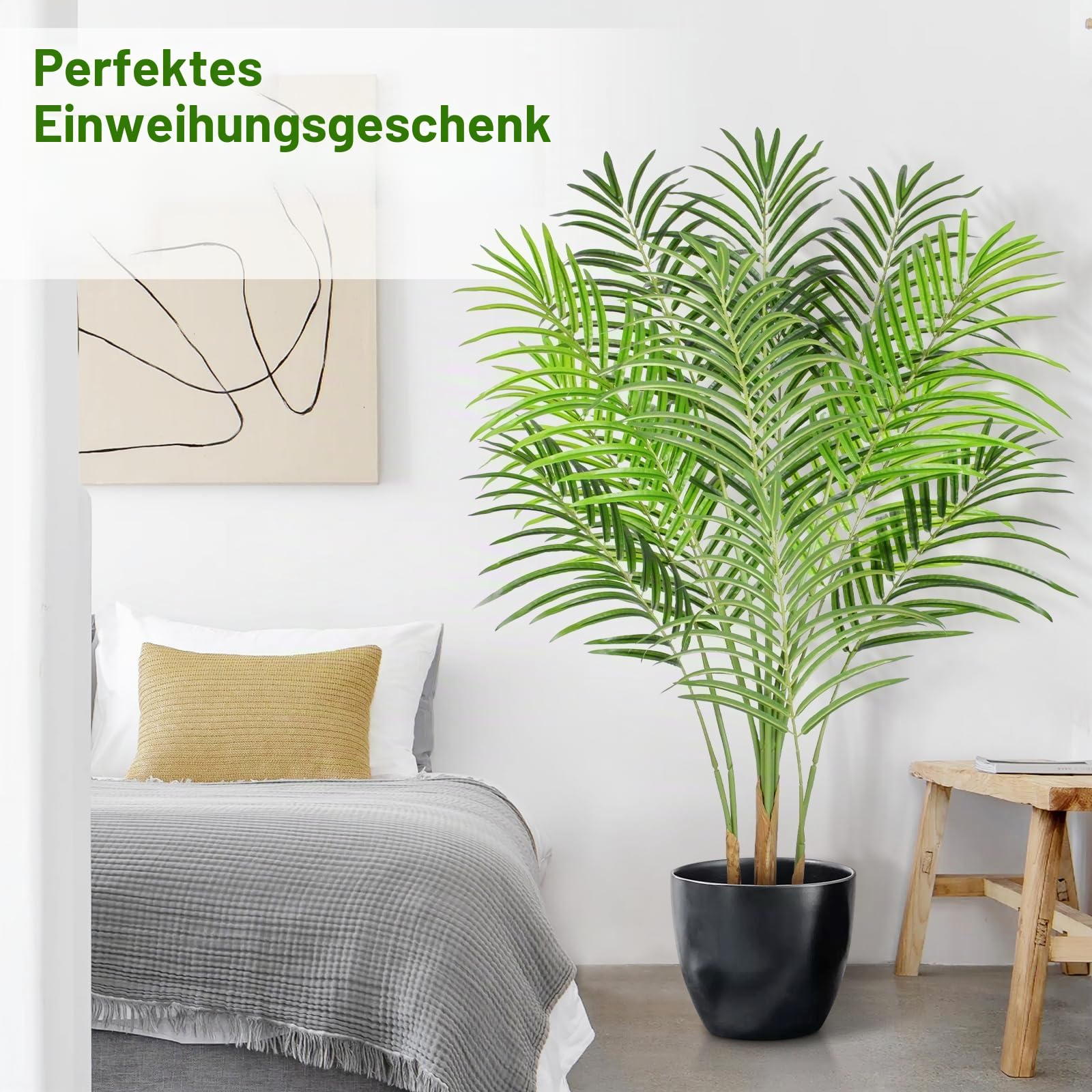 Künstliche Pflanzen groß 120cm Kunstpflanze im Topf Plastik Künstliche Palme wie echt Fake Pflanzen deko für Wohnzimmer Balkon Schlafzimmer Büro Perfektes Einweihungsgeschenk (1 Pack)