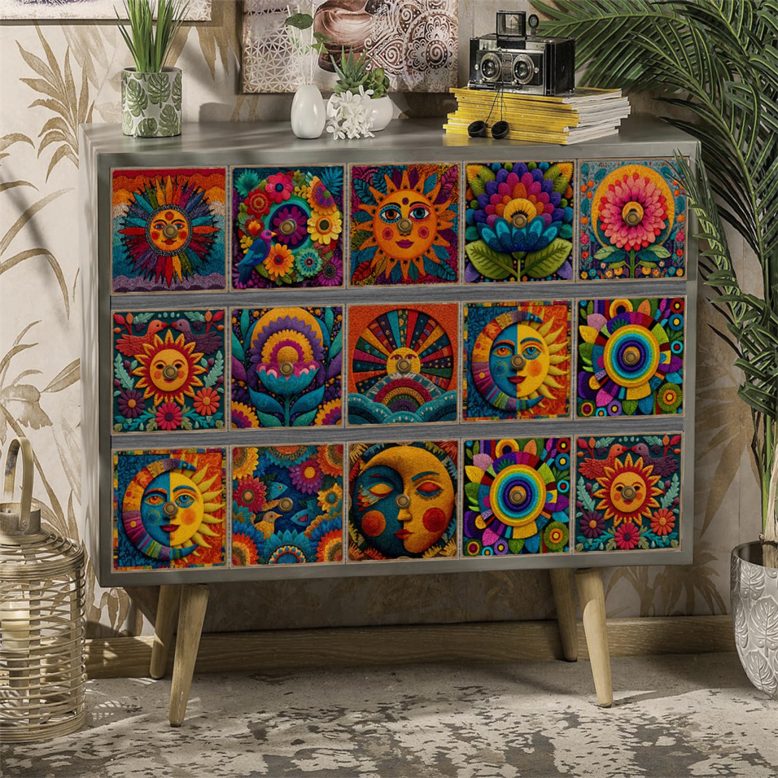 Tile Stickers, The Sun Peel and Stick Wall Stickers Self Adhesive Vinyl Waterproof Oil Proof Home Decor(15X15CM/24PCS)