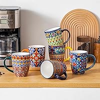 Vista 9 de vancasso 16 oz Coffee Mugs Set of 6, Large Ceramic Mug with Handle, Boho Coffee Cups for Latte, Cappuccino & Hot Chocolate, Dishwasher & Microwave
