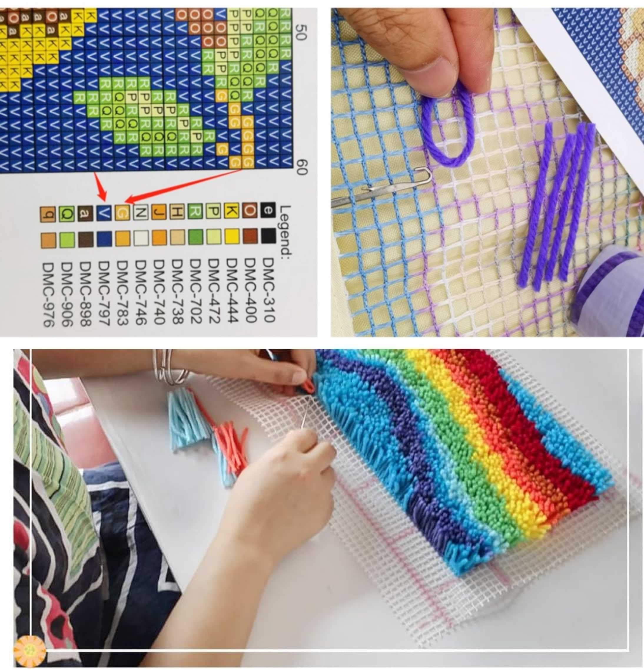 DIY Knüpfkissen Set Adler Design - Bastelset Für Erwachsene 43x43cm