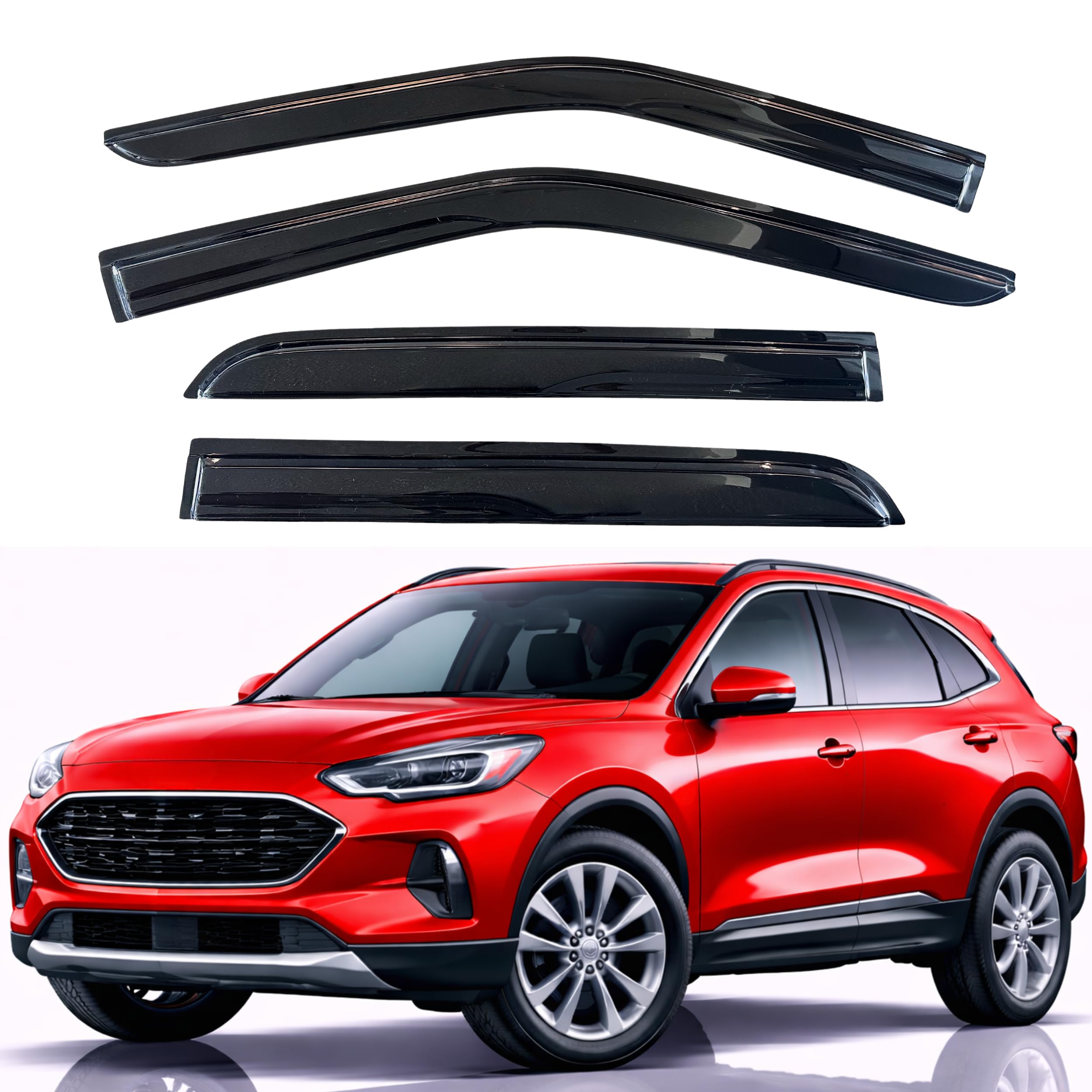 KPY Rain Guards Fit for 2020-2026 Ford Escape, Out-Channel Window Visors Vent Wind Deflectors 4PC, Car Accessories for 20-26 Escape