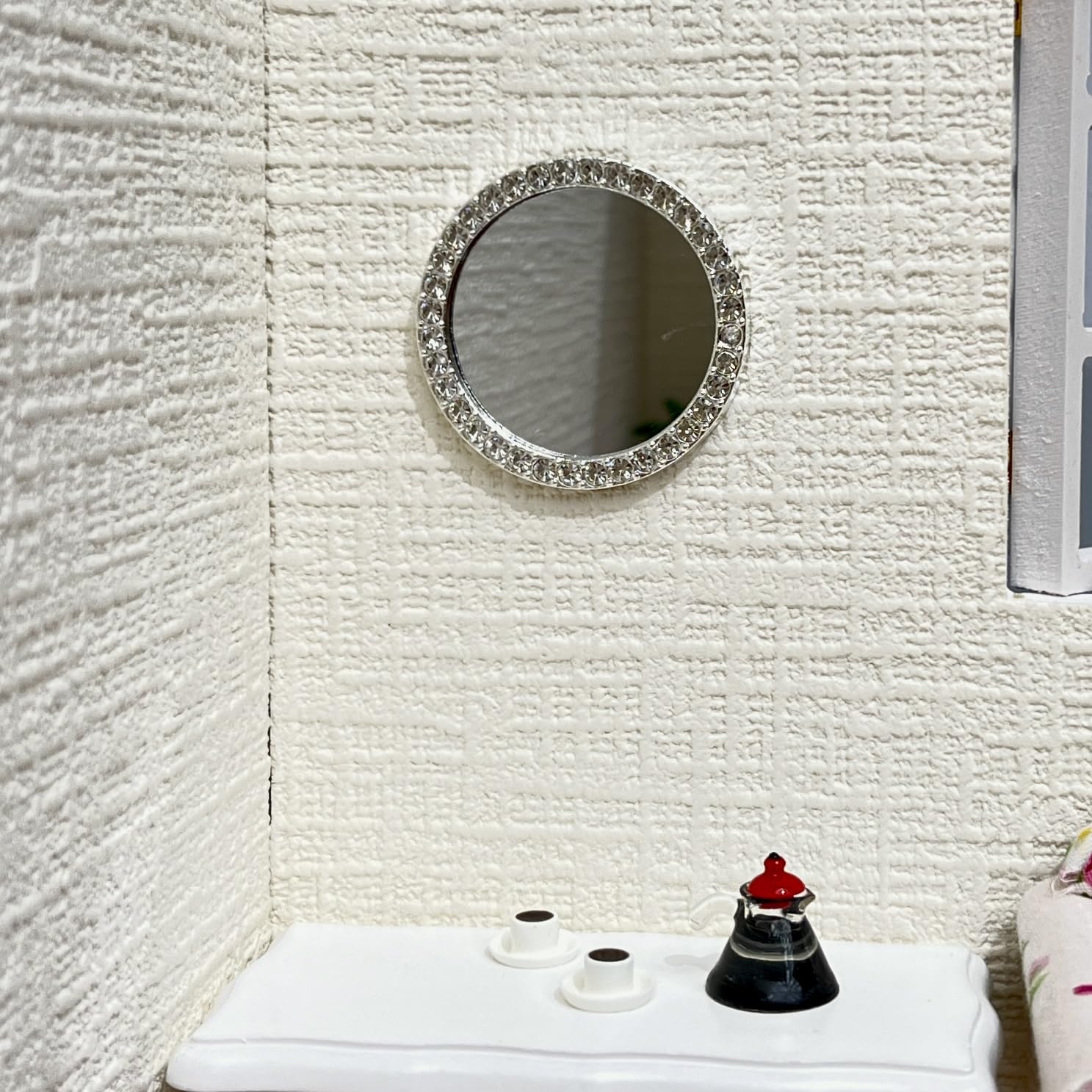 Accesorios para casa de muñecas, mini espejo, accesorios y muebles para casa de muñecas a escala 1/12, espejo de casa de muñecas en miniatura, 5 piezas (n.º 1) 3