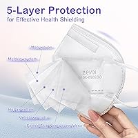 Vista 2 de FENFEN Mascarillas KN95 desechables para adultos, paquete de 50 máscaras KN95 de protección de 5 capas, transpirables, cómodas, máscaras