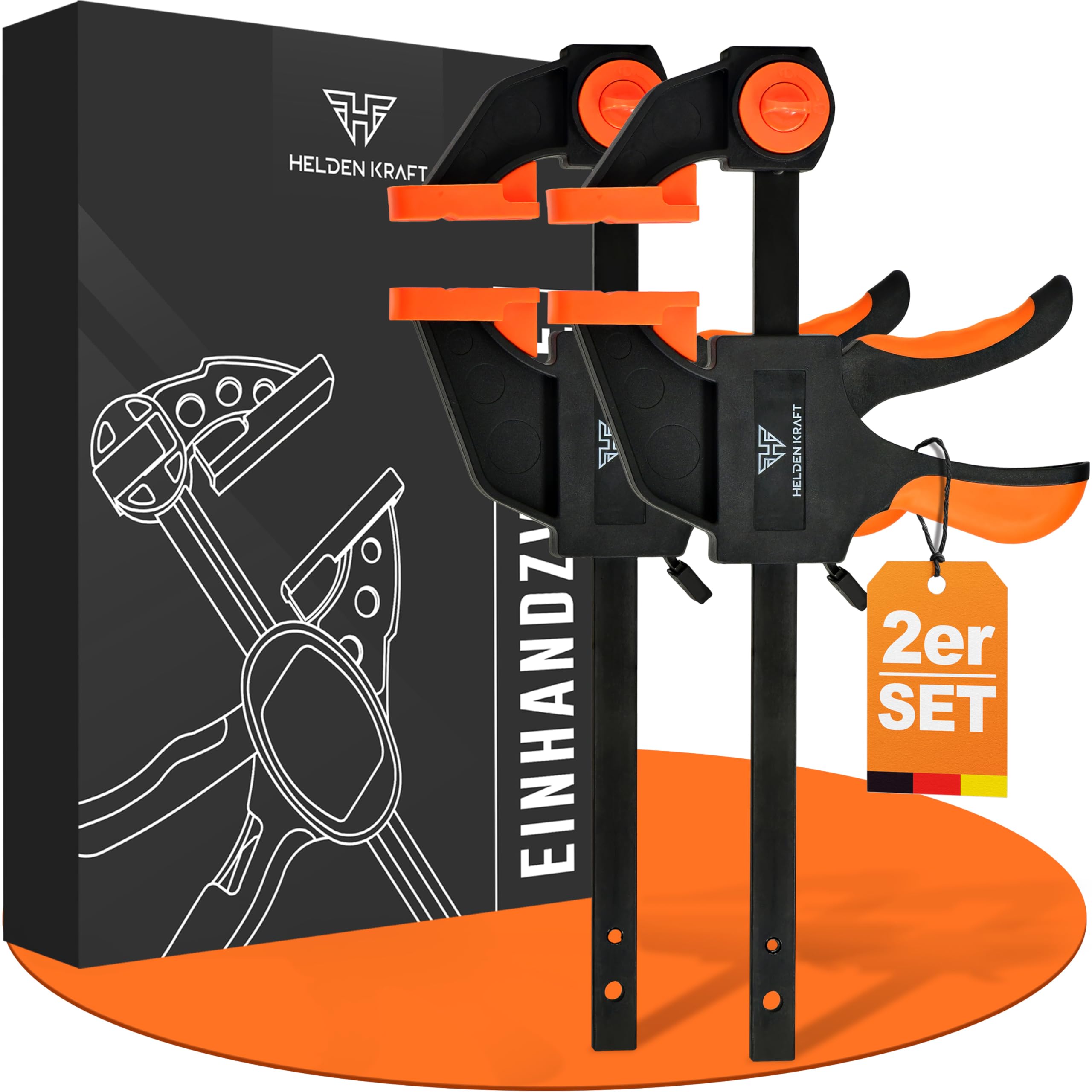 HELDENKRAFT One-Handed Clamp [Pack Of 2] - Clamp Set With High-Quality Clamps For Clamping [up