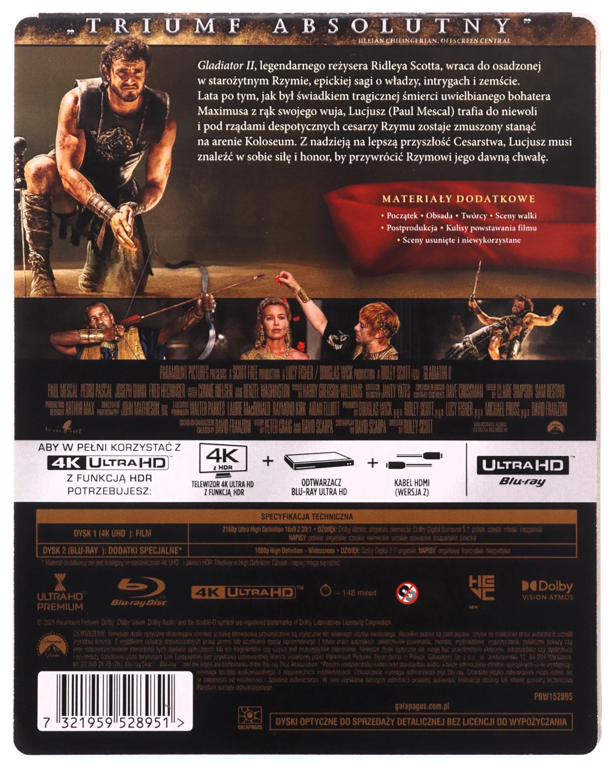 Il gladiatore II steelbook 4K [Blu-Ray] [Region Free] (Audio italiano. Sottotitoli in italiano)
