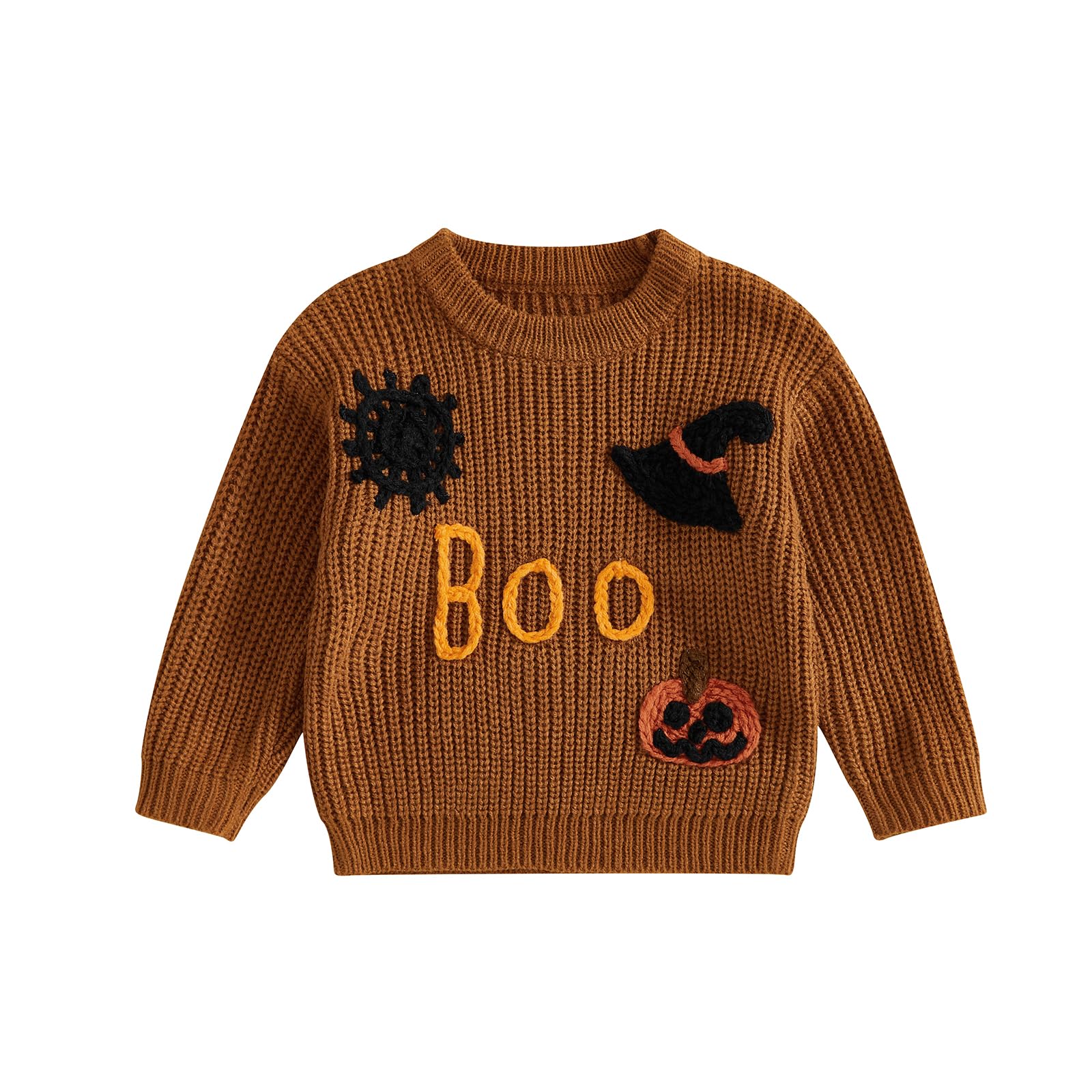 LSFYSZD Toddler Baby Girls Boys Halloween Pumpkin Sweaters Long Sleeve Crew Neck Winter Warm Knitwear Pullover Jumpers Top — view 173