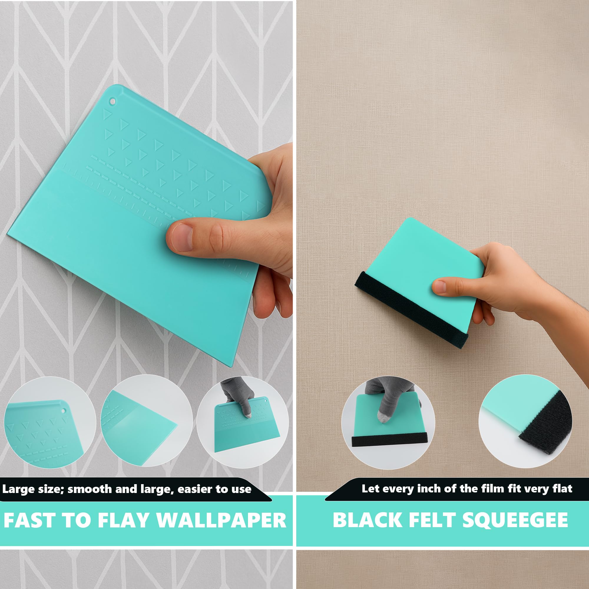 Wallpaper Smoothing Tool Kit 9pcs, Vinyl Wrap Application Set including Brush, Squeegee, Scraper, Trimming Tool, Scissors - Image 3