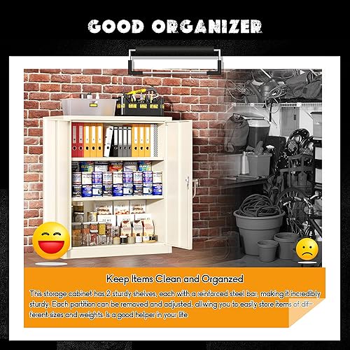 Miniatura 5 de Greenvelly Metal Storage Cabinet, 42 Locking Storage Cabinet with Doors and Shelves, Lockable Storage Cabinets for Home Office, Utility Locker
