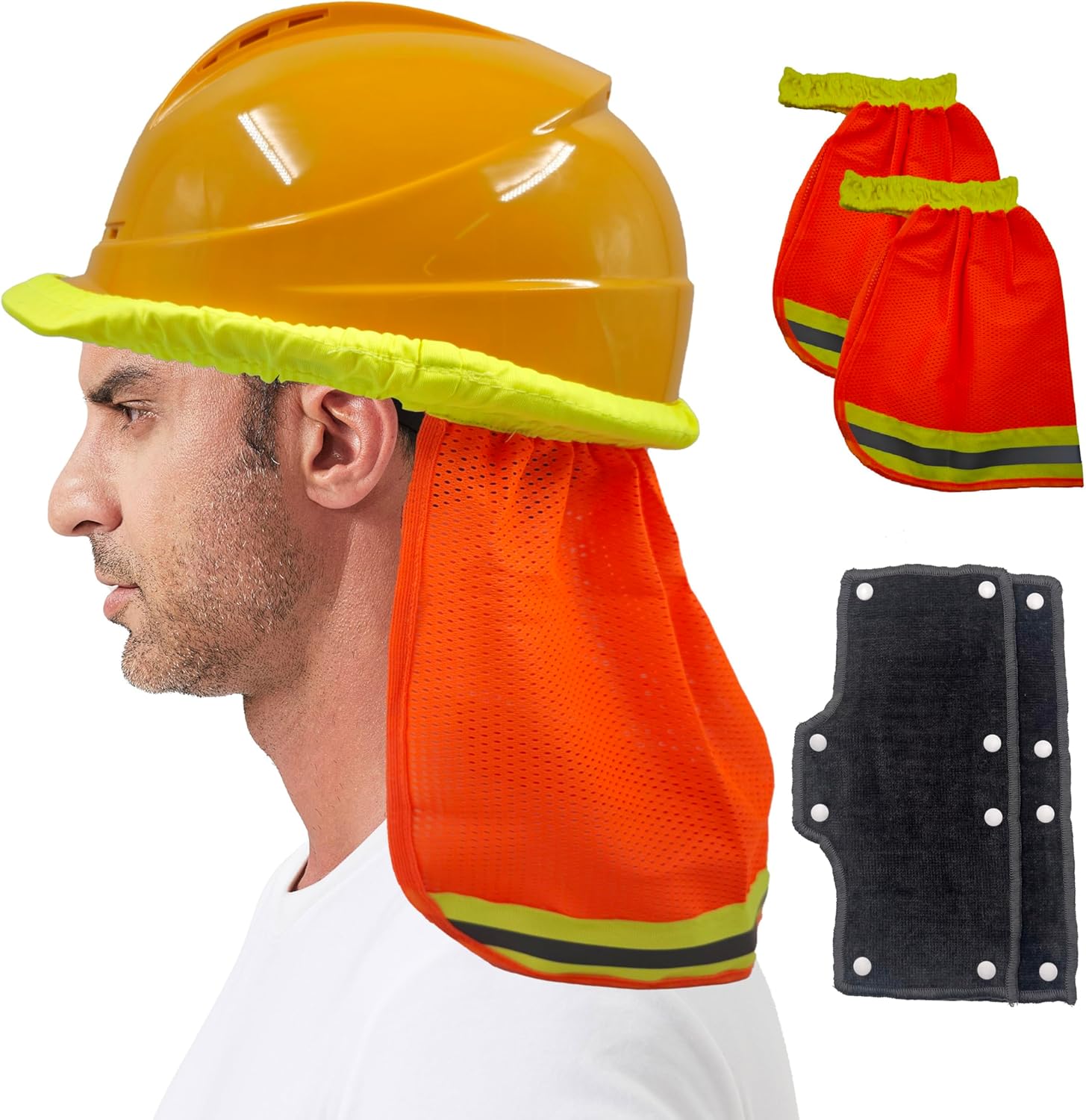 Hard Hat Sun Shade and Sweatband Sets,Hard Hat Accessories Liner and Neck Sun Shield with Reflective Strips NAEE