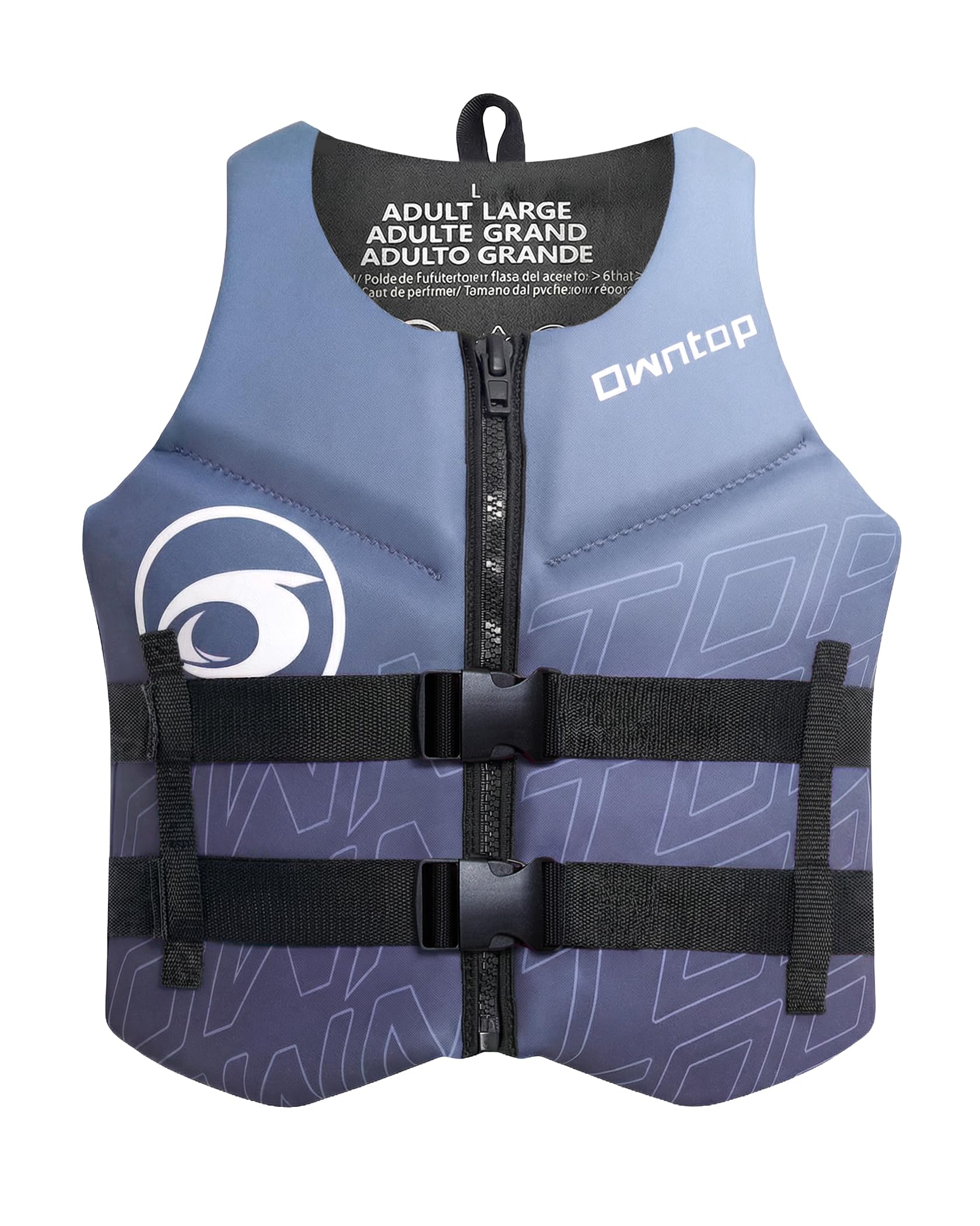 Owntop Schwimmweste für Erwachsene | Leichte Neopren-Schwimmhilfe | Faltbare Auftriebsweste mit Doppelschnallen für SUP, Kajak, Paddeln, Angeln (Grau,M)