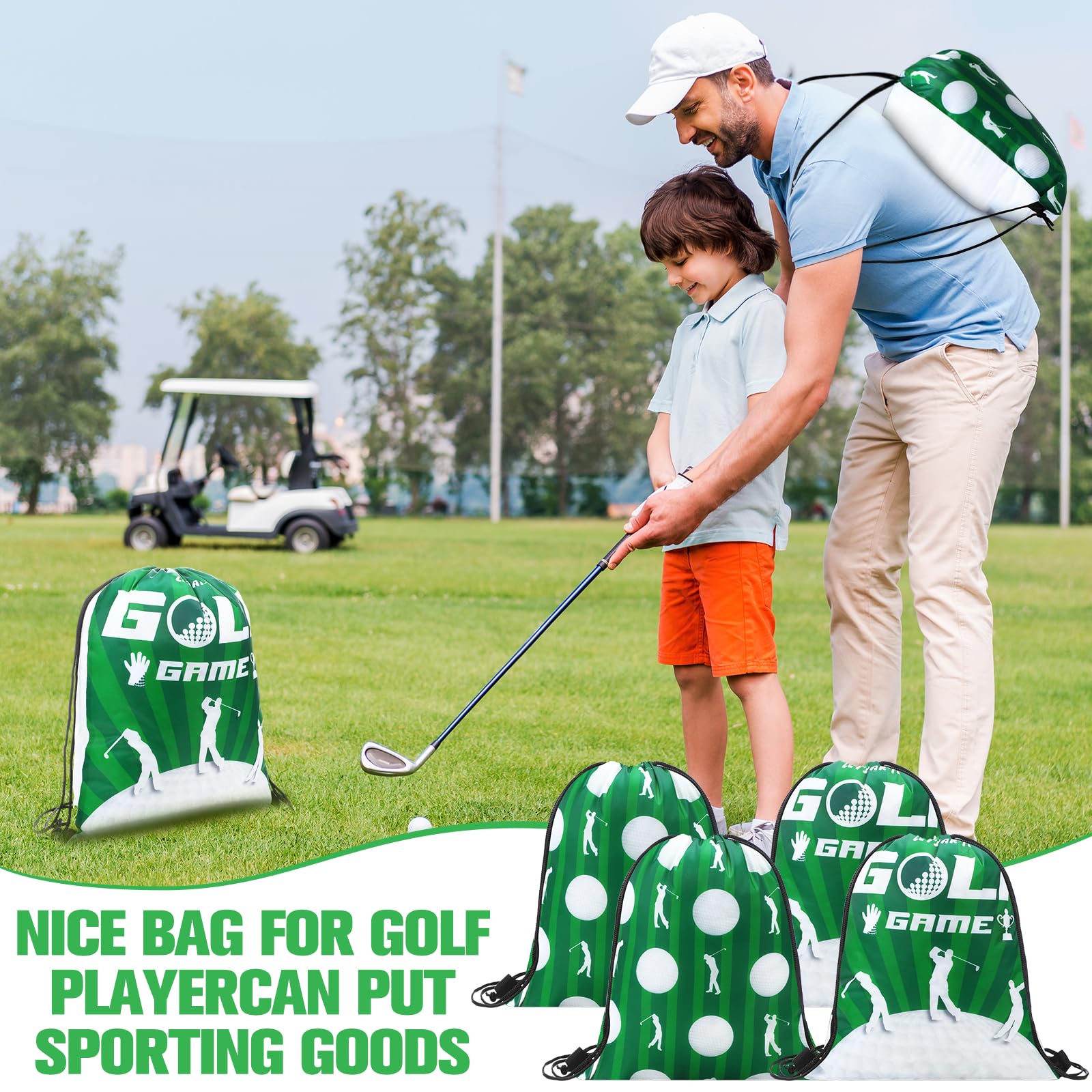 Eccliy 24 Pcs Golf Drawstring Bag Sports Gym Drawstring Golf Goodie Favor Gift Sack Bags for Adults