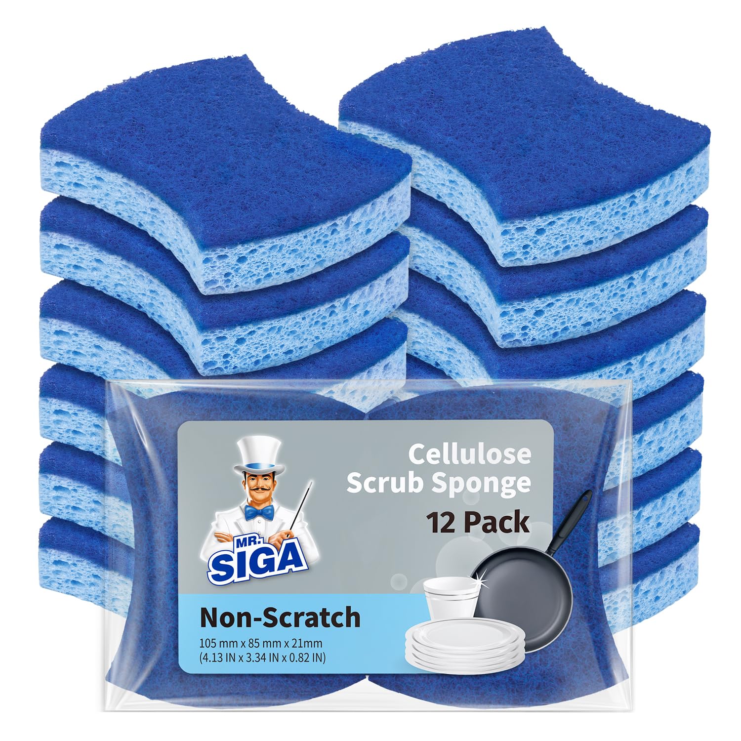 MR.SIGA Non-Scratch Cellulose Scrub Sponge