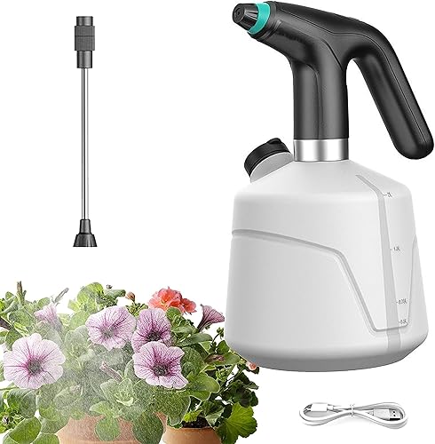 Botella pulverizadora eléctrica de 0.5 galones para plantas, regadera automática de 0.5 galones con boquilla ajustable para jardín, fertilización,