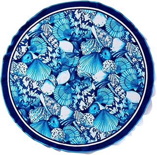 Blue Shells Brazilian Velour Beach Towel 63 Inches Round