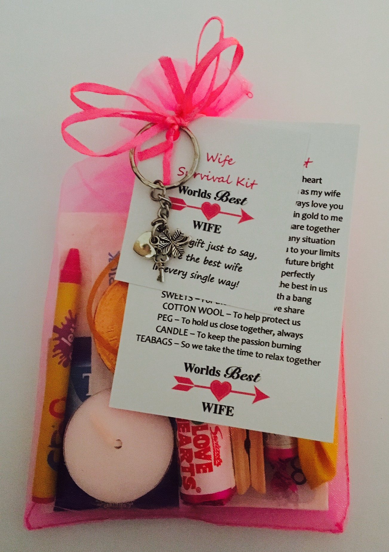 Husband/Wife Survival Gift Kit Card (Fantastic Present/Gift for Birthday, Christmas, Valentines Day, Great for Any Occasion) (Pink)
