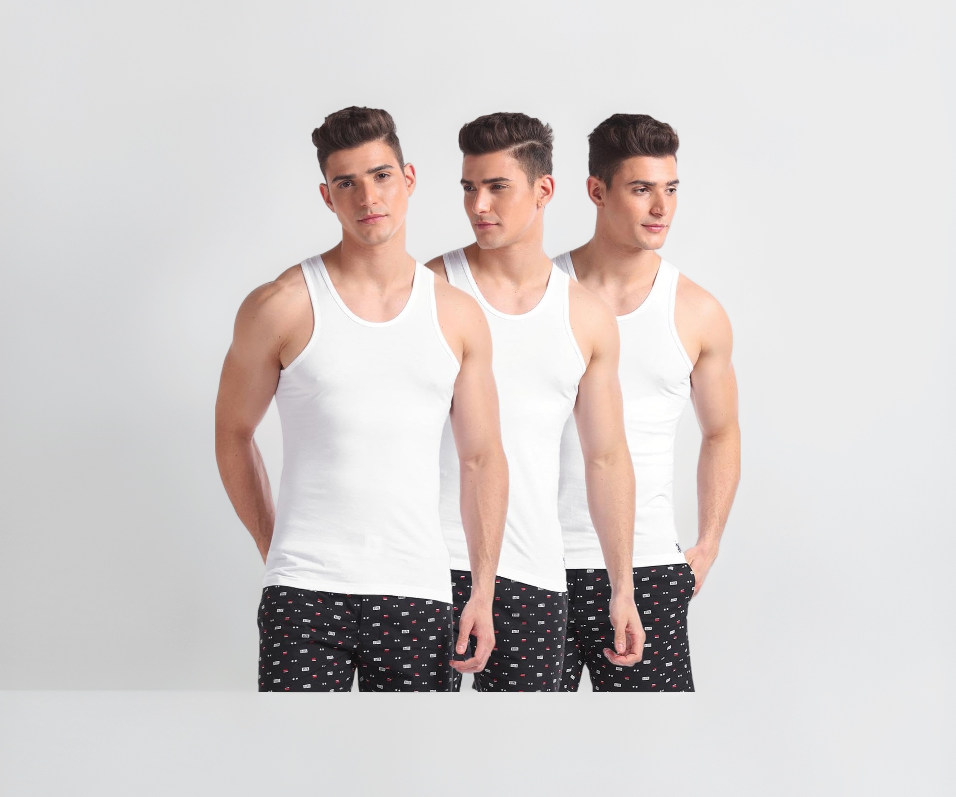 U.S. Polo Assn. Mens Round Neck Solid Vest - Pack of 3