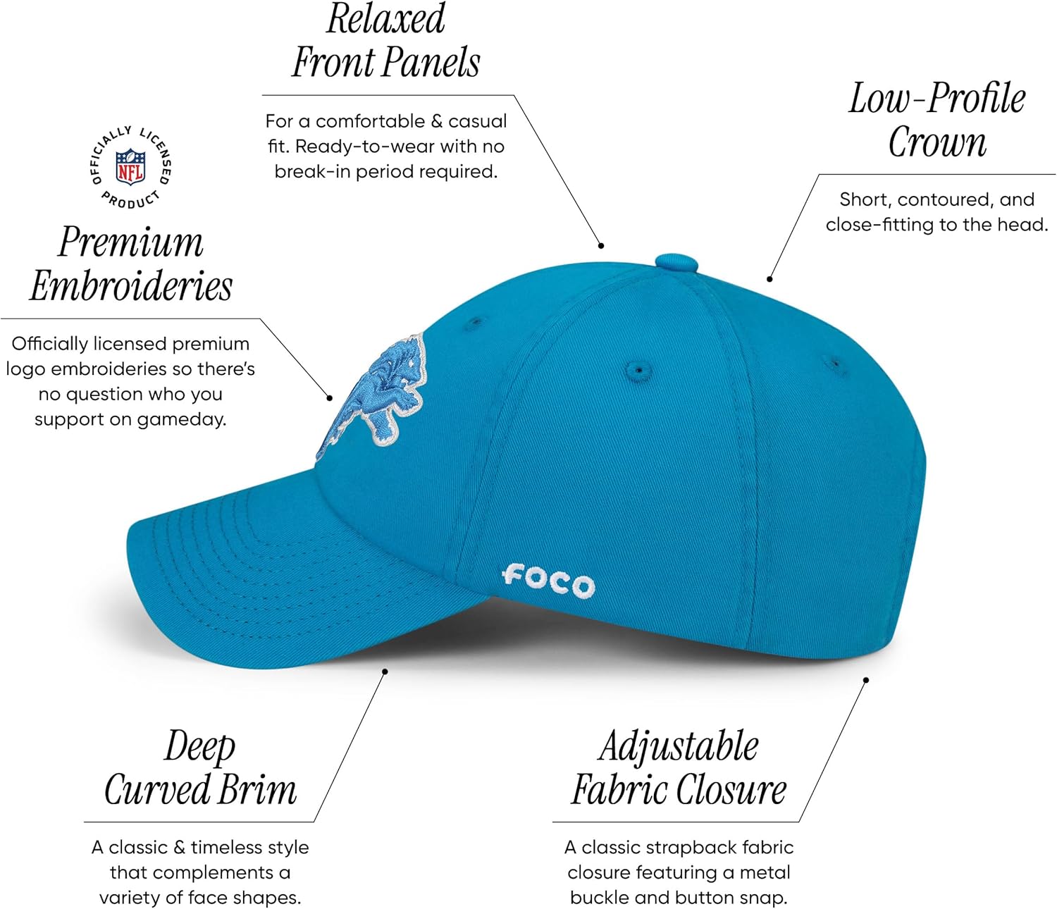 FOCO NFL Mens NFL Team Logo Casual Hat Caps - Image 3