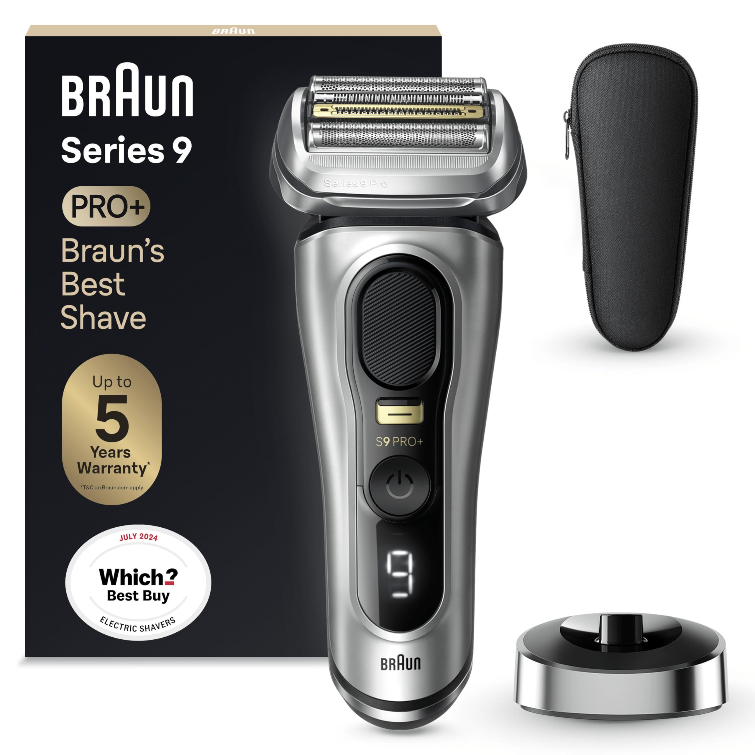 Series 9 Pro Electric Shaver With 3+1 Head, ProLift Trimmer, Charging Stand & Travel Case, Sonic Technology, UK 2 Pin Plug, 9417s
