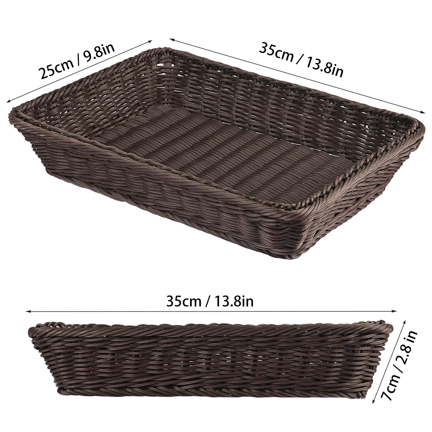 5 PCS 13.8x9.8 Inch Wicker Bread Basket, Woven Serving Basket, Tabletop Food Serving Basket for Restaurant, Bakery, Family Party, Hotel Serving, Fruits, Vegetables and Snacks, coffee
