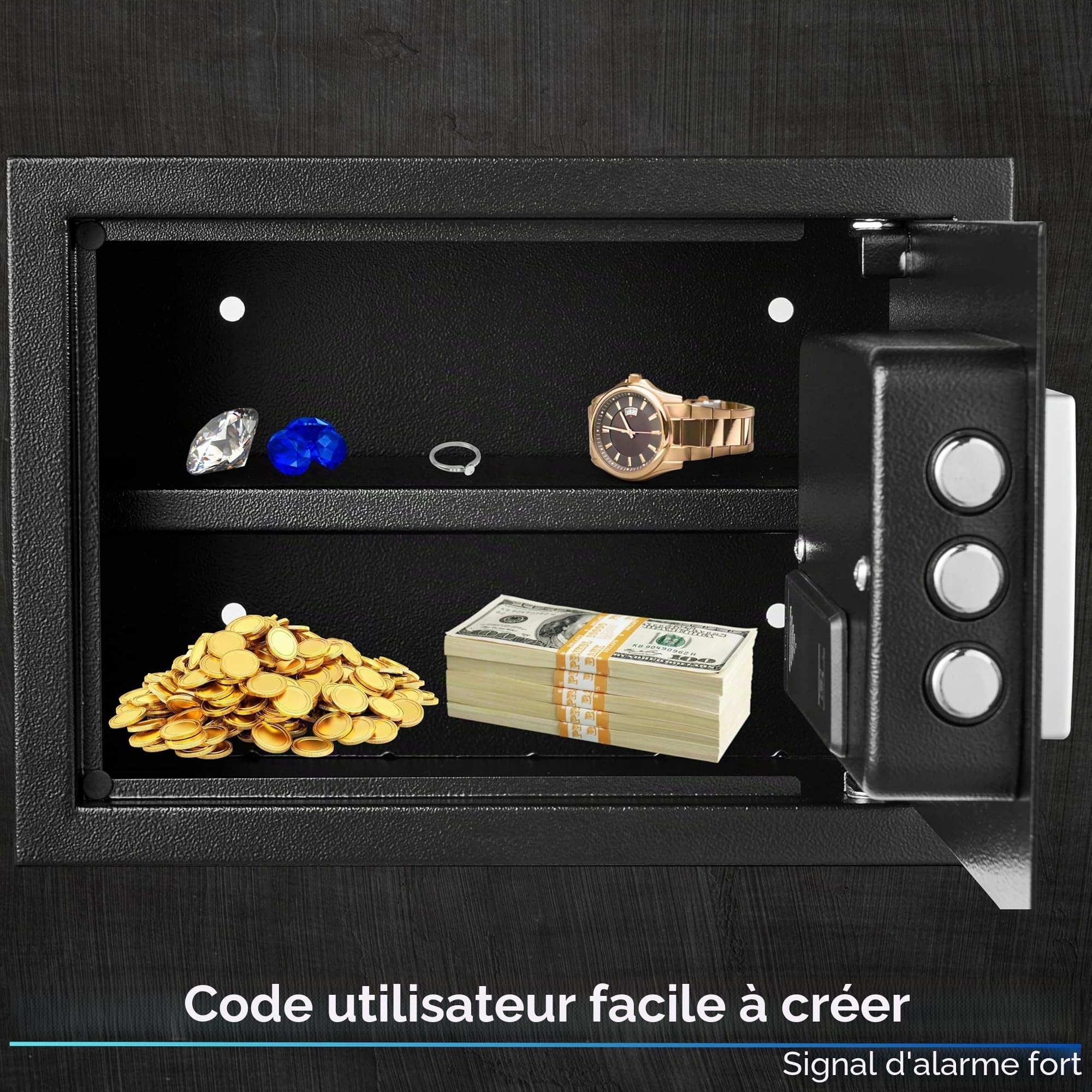 Ecosa Coffre-fort électronique avec serrure à combinaison et clé - Coffre-fort pour hôtel, meuble - Coffre-fort mural pour la maison et les enfants - Coffre-fort électrique
